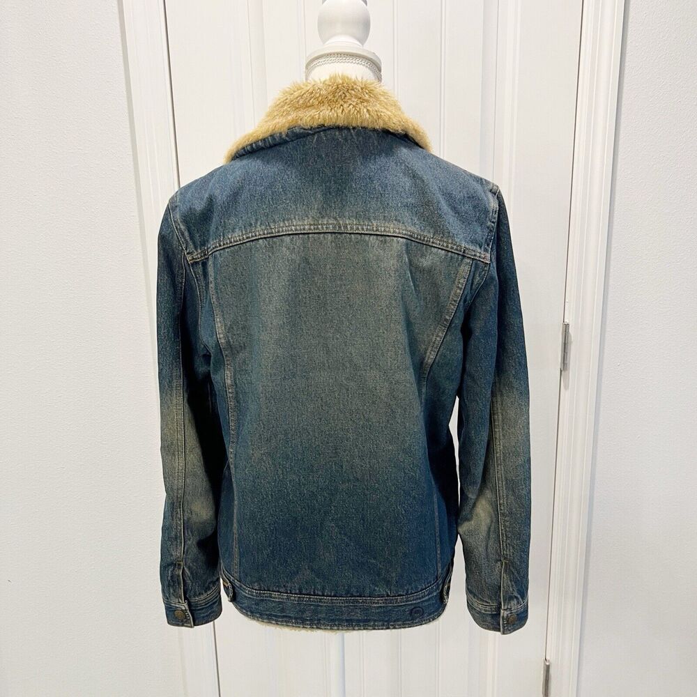 Cole B Country Denim Quilt Lined Faux Fur Trim Jacket Women's Size Medium Blue - Picture 5 of 16